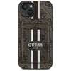 Guess 4G Stripes su krepšeliu Magsafe Apple iPhone 15 dėklas telefonui rudos spalvos