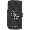 Guess Book 4G Metal Logo dėklas skirtas Apple iPhone 17 Pro juodos spalvos