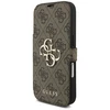 Guess Book 4G Metal Logo dėklas skirtas Apple iPhone 17 Pro rudos spalvos