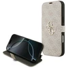 Guess Book 4G Metal Logo dėklas skirtas Apple iPhone 17 Pro Max rožinės spalvos
