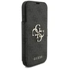 Guess Book 4G Metal Logo dėklas skirtas Apple iPhone 17 Pro juodos spalvos