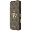 Guess Book 4G Metal Logo dėklas skirtas Apple iPhone 17 Pro Max rudos spalvos