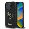 Guess PU Fixed Glitter 4G Metal Logo dėklas skirtas Apple iPhone 16 Pro Max juodos spalvos