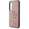 Dėklas GUESS Fixed Glitter Big 4G Metal Logo skirtas Samsung Galaxy S25 rožinės spalvos