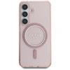 Guess Glitter Circle Classic Logo MagSafe Samsung Galaxy S25 dėklas telefonui rožinės spalvos