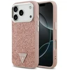 GUESS dėklas, skirtas IPHONE 17 Pro, suderinamas su „MagSafe“ GUHMP17LPFGTSCMP (PU blizgučiai su trikampio logotipu), rožinis