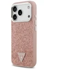 GUESS dėklas, skirtas IPHONE 17 Pro, suderinamas su „MagSafe“ GUHMP17LPFGTSCMP (PU blizgučiai su trikampio logotipu), rožinis