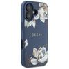Guess Grained Printed Flower Pattern MagSafe Apple iPhone 16 dėklas telefonui mėlynos spalvos