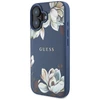 Guess Grained Printed Flower Pattern MagSafe Apple iPhone 16 dėklas telefonui mėlynos spalvos