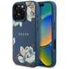 Guess Grained Printed Flower Pattern MagSafe - dėklas skirtas Apple iPhone 16 Pro mėlynas