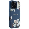 Guess Grained Printed Flower Pattern MagSafe - dėklas skirtas Apple iPhone 16 Pro mėlynas
