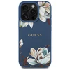 Guess Grained Printed Flower Pattern MagSafe - dėklas skirtas Apple iPhone 16 Pro mėlynas