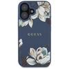 Guess Grained Printed Flower Pattern MagSafe Apple iPhone 16 dėklas telefonui mėlynos spalvos