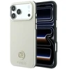 Dėklas Guess Grained Round Strass Logo MagSafe do iPhone 18 Pro / 17 Pro smėlio spalva