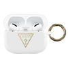 Guess silikoninis Triangle Logo apsauginis dėklas, skirtas AirPods Pro baltas