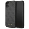 Guess GUHCN61G4GFGR Apple iPhone 11 6,1"pilkas hard dėklas 4G Metal Gold Logo