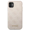 Guess GUHCN61G4GFPI Apple iPhone 11 6,1" rožinis kietasis dėklas 4G metalinis auksinis logotipas