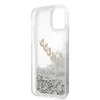 Apple iPhone 12 Pro Max Guess dėklas Glitter Vintage Script (GUHCP12LGLVSSI) sidabrinės spalvos