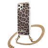 Guess GUHCP12LKCLEO iPhone 12 Pro Max6,7" kietas dėklas su leopardo spalvos dirželiu ir auksiniu atvartu