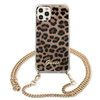 Guess GUHCP12LKCLEO iPhone 12 Pro Max6,7" kietas dėklas su leopardo spalvos dirželiu ir auksiniu atvartu
