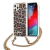 Guess GUHCP12LKCLEO iPhone 12 Pro Max6,7" kietas dėklas su leopardo spalvos dirželiu ir auksiniu atvartu