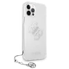 Apple iPhone 12 Pro Max Guess dėklas 4G Sidabrinis Charms Collection (GUHCP12LKS4GSI) skaidrus