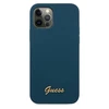 Apple iPhone 12 Pro Max Guess dėklas Metal Logo Script (GUHCP12LLSLMGBL) mėlynos spalvos