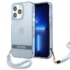 Apple iPhone 13 Pro Guess dėklas Translucent Stap (GUHCP13LHTSGSB) mėlynos spalvos