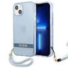 Apple iPhone 13 Mini Guess dėklas Translucent Stap (GUHCP13SHTSGSB) mėlynos spalvos