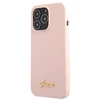 Apple iPhone 13 Pro Max Guess dėklas Silicone Script Gold Logo light rožinės spalvos