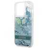 Apple iPhone 14 Pro Guess dėklas Flower Liquid Glitter žalios spalvos