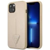Apple iPhone 14 plus Guess dėklas Saffianotriangle Logo (GUHCP14MPSATLE) beige