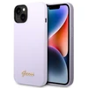„Guess“ silikoninis vintažinis auksinis logotipo dėklas iPhone 14 / 15 Plus - Violetinė