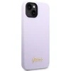 „Guess“ silikoninis vintažinis auksinis logotipo dėklas iPhone 14 / 15 Plus - Violetinė