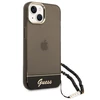 Apple iPhone 14 Guess dėklas Translucent Pearl Strap juodos spalvos
