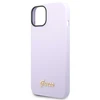 GUESS dėklas skirtas Apple iPhone 13 / 14 / 15 GUHCP14SSLSMU (Silicone Vintage Gold Logo) violetinės spalvos