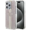 Apple iPhone 14 Pro Max Guess dėklas IML 4G Gold Stripe (GUHCP14XH4PSEGP) rožinės spalvos