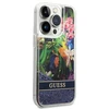 Apple iPhone 14 Pro Max Guess dėklas Flower Liquid Glitter (GUHCP14XLFLSB) mėlynos spalvos
