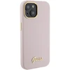 Apple iPhone 15 Guess dėklas silikoninis Script Metal Logo &amp; Frame (GUHCP15SSMBSLP) rožinės spalvos