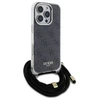 Guess GUHCP16LHC4SEK Apple iPhone 16 Pro 6.3" dėklas telefonui juodos spalvos Crossbody Cord 4G Print