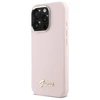 Guess GUHCP16LSMBSLP Apple iPhone 16 Pro 6.3" dėklas telefonui rožinės spalvos Silikoninis Script Metal Logo &amp; Frame