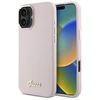 Guess GUHCP16MSMBSLP Apple iPhone 16 Plus 6.7" dėklas telefonui rožinės spalvos Silikoninis Script Metal Logo &amp; Frame