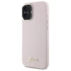 Guess GUHCP16MSMBSLP Apple iPhone 16 Plus 6.7" dėklas telefonui rožinės spalvos Silikoninis Script Metal Logo &amp; Frame