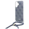Guess GUHCP16SHC4SEB Apple iPhone 16 6.1" dėklas telefonui mėlynos spalvos Crossbody Cord 4G Print
