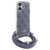 Guess GUHCP16SHC4SEB Apple iPhone 16 6.1" dėklas telefonui mėlynos spalvos Crossbody Cord 4G Print