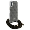 Guess GUHCP16SHC4SEW Apple iPhone 16 6.1" dėklas telefonui rudos spalvos/dėklas telefonui rudos spalvos Crossbody Cord 4G Print