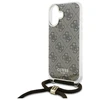 Guess GUHCP16SHC4SEW Apple iPhone 16 6.1" dėklas telefonui rudos spalvos/dėklas telefonui rudos spalvos Crossbody Cord 4G Print