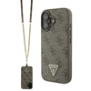 Apple iPhone 16 Guess Leather Metal Logo Strass Crossbody + Dirželis (GUHCP16SP4TDSCPW) dėklas telefonui rudos spalvos