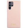 Samsung Galaxy S23 Ultra Guess silikoninis dėklas Script Metal Logo (GUHCS23LLSLMGPP) rožinės spalvos