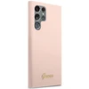 Samsung Galaxy S23 Ultra Guess silikoninis dėklas Script Metal Logo (GUHCS23LLSLMGPP) rožinės spalvos